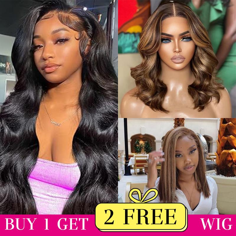 [Combo sale 26"&22"&22"]  Buy 1, Get 2 FREE! The Ultimate 3-Wig Style Bundle: Curly, Straight & Body Wave. 180% Density,.