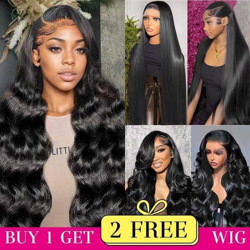[Combo sale 26"&22"&22"]  Buy 1, Get 2 FREE! The Ultimate 3-Wig Style Bundle: Curly, Straight & Body Wave. 180% Density,.