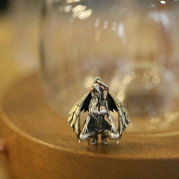 Sterling Silver Guardian Angel Lucky Pendant Necklace