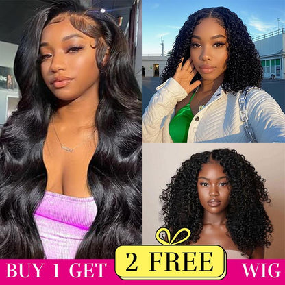 [Combo sale 26"&22"&22"]  Buy 1, Get 2 FREE! The Ultimate 3-Wig Style Bundle: Curly, Straight & Body Wave. 180% Density,.