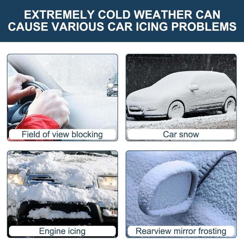 Car-mounted wireless electric snow blower with a 150,000 rpm mini turbine, suitable for clearing light snow from windows, stairs, and patios.