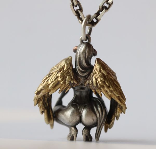 Sterling Silver Guardian Angel Lucky Pendant Necklace