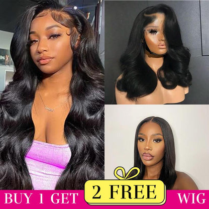[Combo sale 26"&22"&22"]  Buy 1, Get 2 FREE! The Ultimate 3-Wig Style Bundle: Curly, Straight & Body Wave. 180% Density,.
